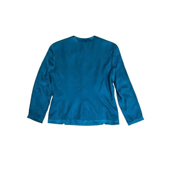 Adrianna Papell Vintage Royal Turquoise Blue 100% Silk Blouse Size 6 Top Shirt - Picture 6 of 6